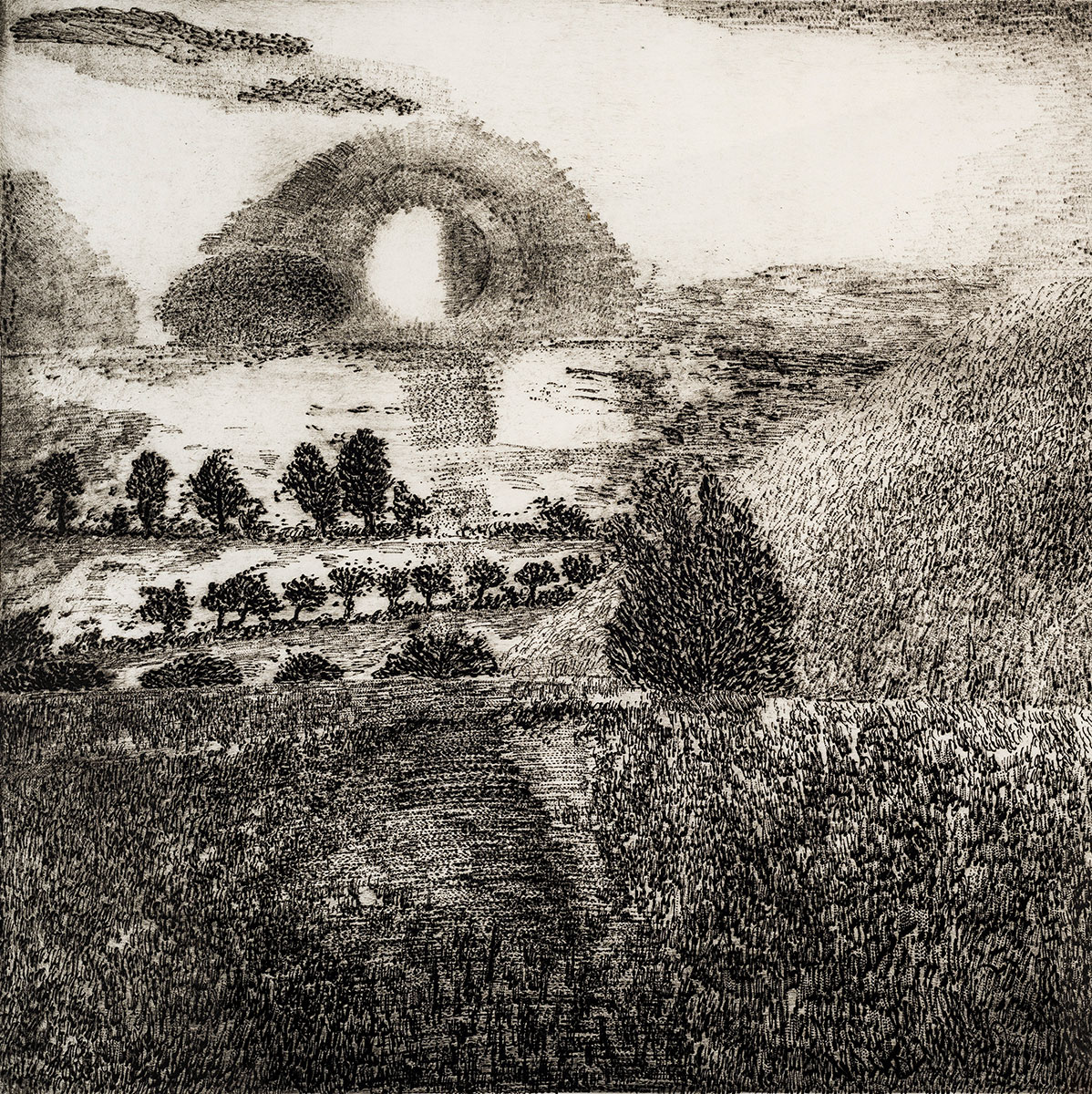 Detail--Silbury-at-Night-etching-Artist's-proof