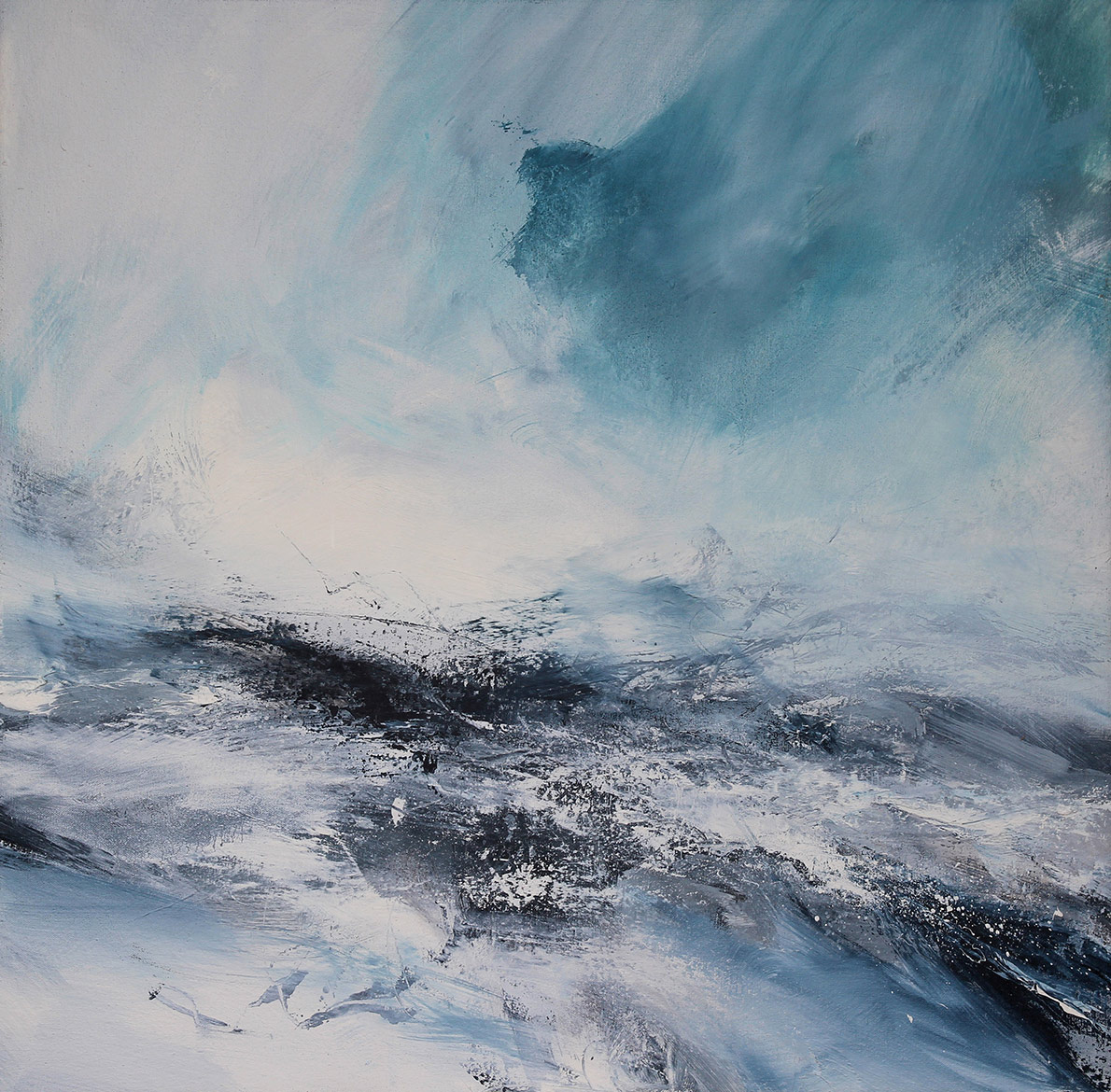 Janette-Kerr-Turning-tide,-Voe-of-Dale,-oil-on-canvas-65x65cm