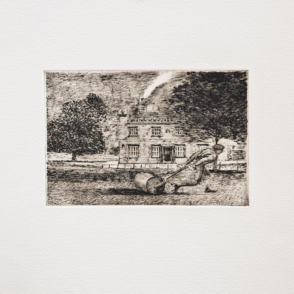 David-Inshaw-Rolling-the-Pitch-etching