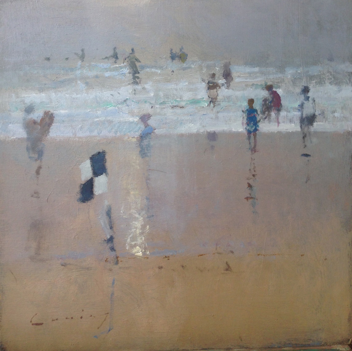 Surfing 40.5 x 40.5 cm oil on board SOLD