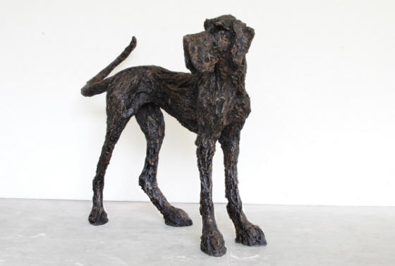 Standing Dog ht 112 x 66 x 123 bronze resin or bronze