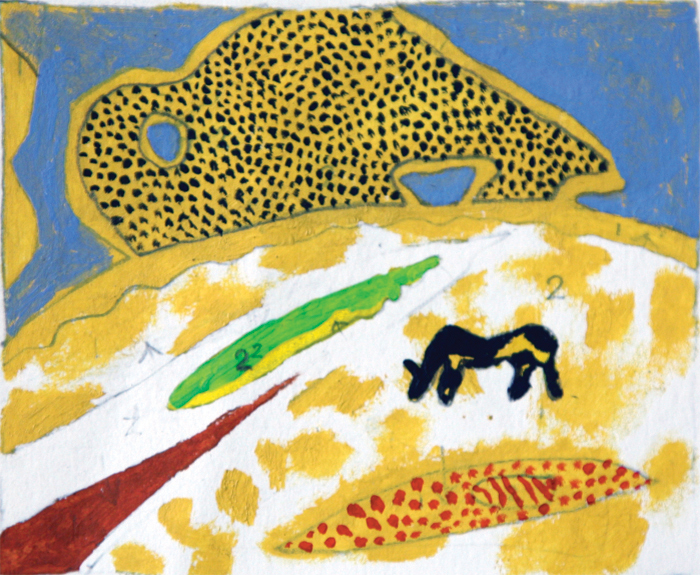 20. Landscape with grazing animal 2006 acrylic on paper 2000.34 9 x 10.5 cm £250
