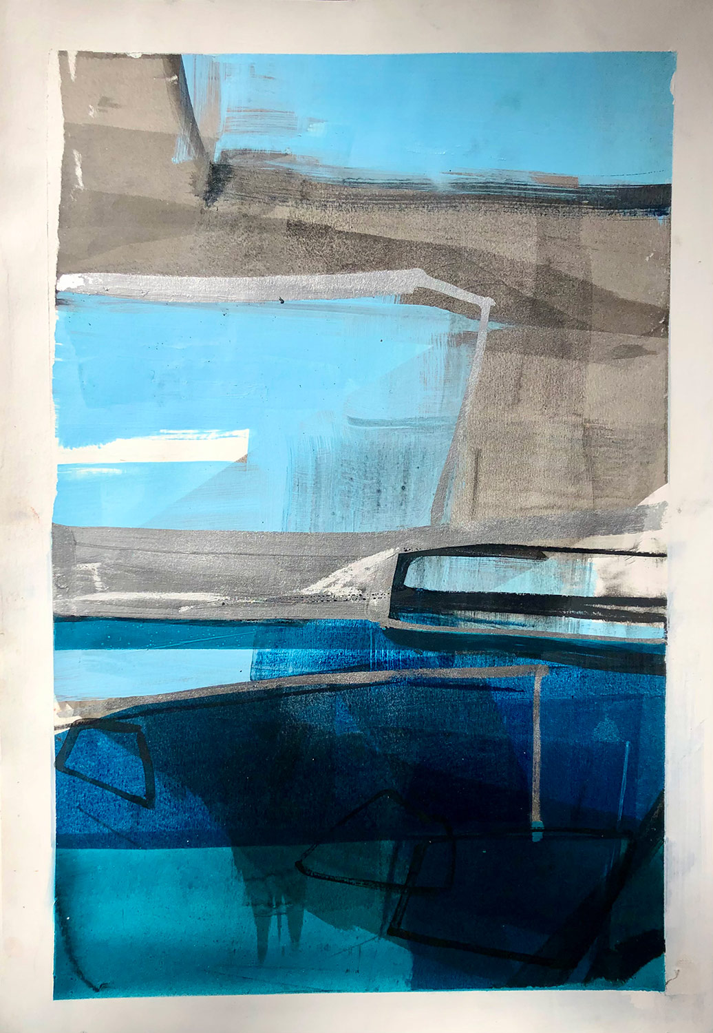 Anthony-Garratt-Blue-on-blue-study-40x29cm-mixed-media-on-paper