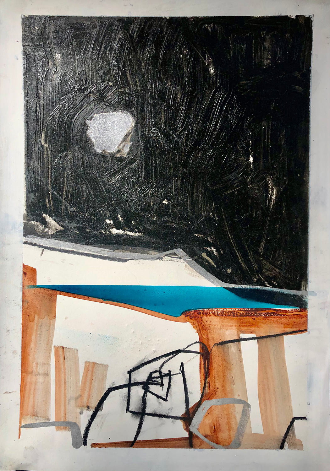 Anthony-Garratt-Moonlit-walk-study-40x29cm-mixed-media-on-paper