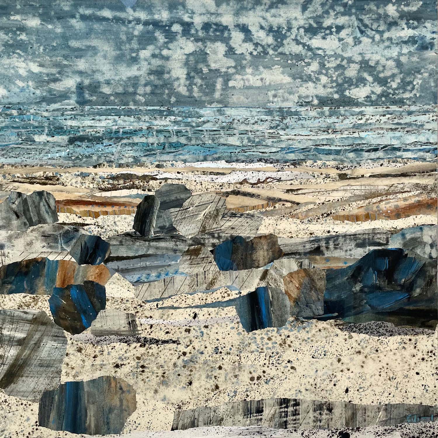 Marzia Colonna 3. Rocks and Sea 110x110cm collage £9,300