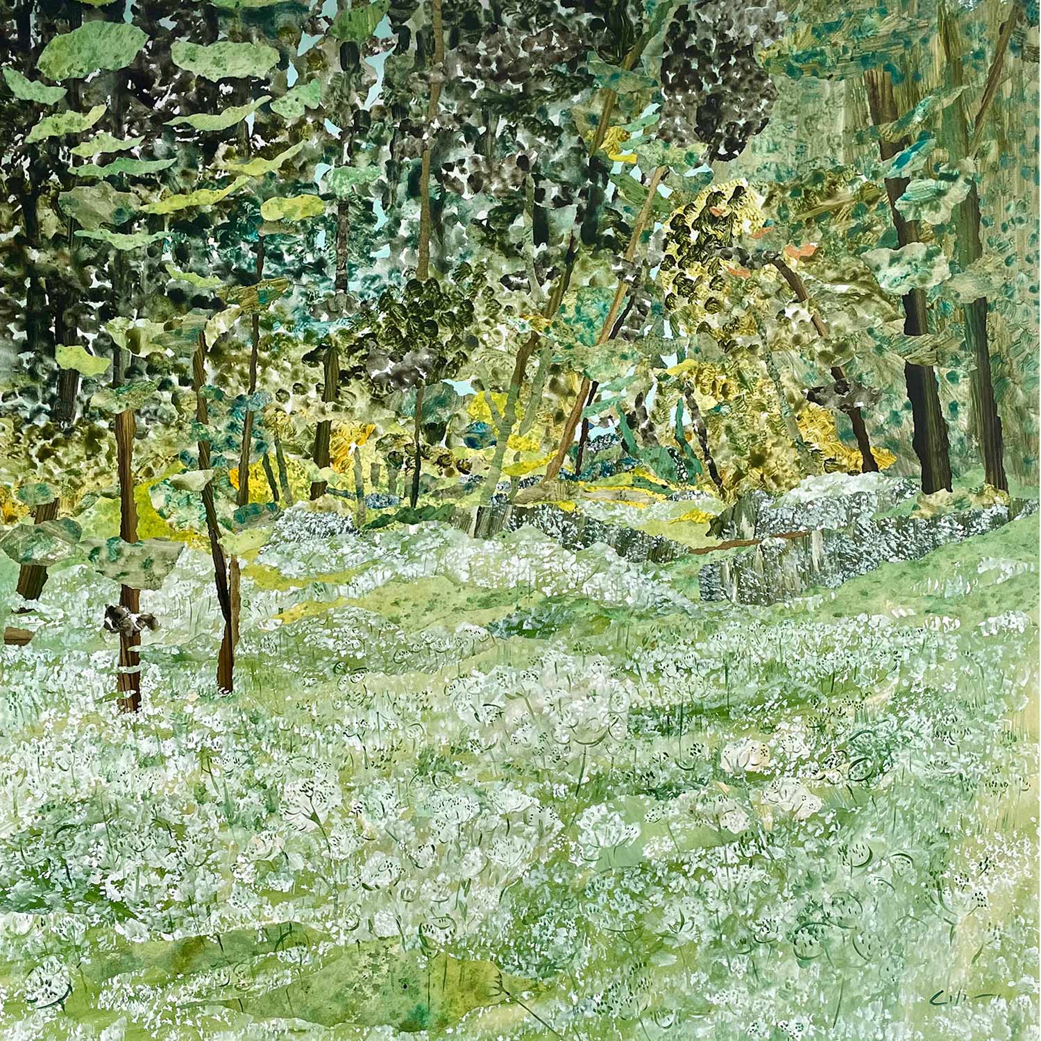 Marzia Colonna 6. Cow parsley amongst the trees 90x90cm collage £7,000