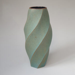Emily Myers 7.  Twist faceted vase - green
