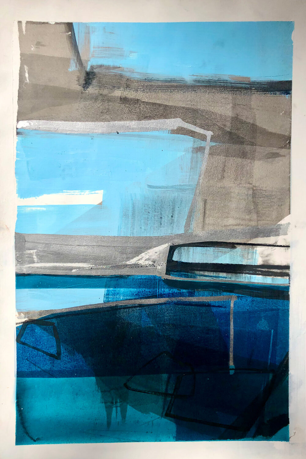 Anthony-Garratt-Blue-on-blue-study-40x29cm-mixed-media-on-paper