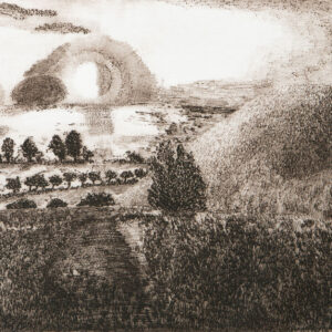 David Inshaw Silbury at Night etching