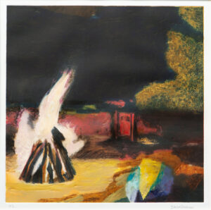 David Inshaw Bonfire Night, Red Gate II etching