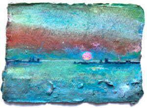 Frances Hatch Strawberry Moon. Castle Cove Ledges, Outer Breakwater - Portland Harbour.