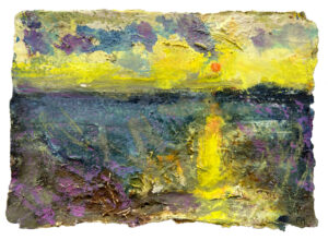 Frances Hatch Sunrise over Bincleaves. Portland Harbour, Dorset