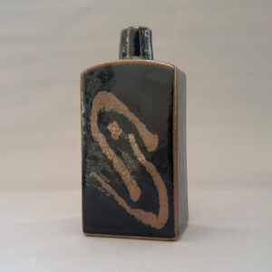 Peter Swanson 8. Tenmoku-glazed Bottle with Penlee stone glaze pours
