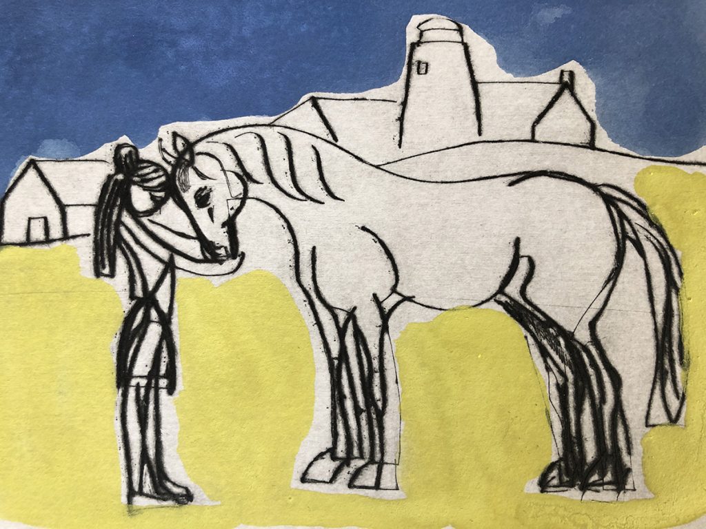 Island Pony II etching and gouache 12 x 16 cm unframed £300
etching unframed £240